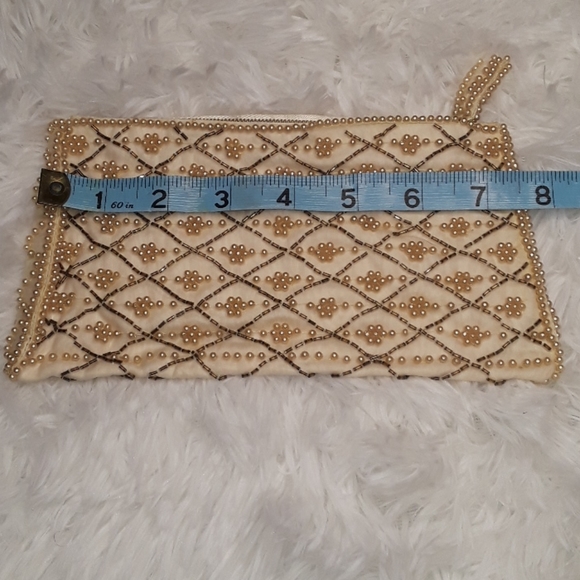 Vintage Beaded Pearl Art Deco Wedding Prom Clutch Purse Evening Bag - Picture 7 of 8